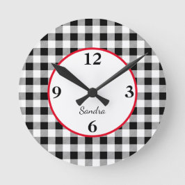 Aangepaste Buffel Check rood accent 10.75-in Acryl Ronde Klok