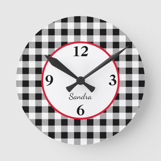 Aangepaste Buffel Check rood accent 10.75-in Acryl Ronde Klok (Voorkant)