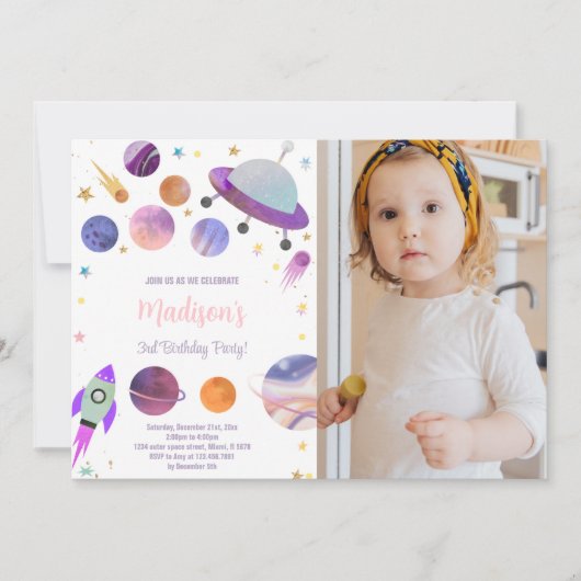 Aangepaste buitenruimte Kinder feestuitnodiging Kaart (Voorkant)