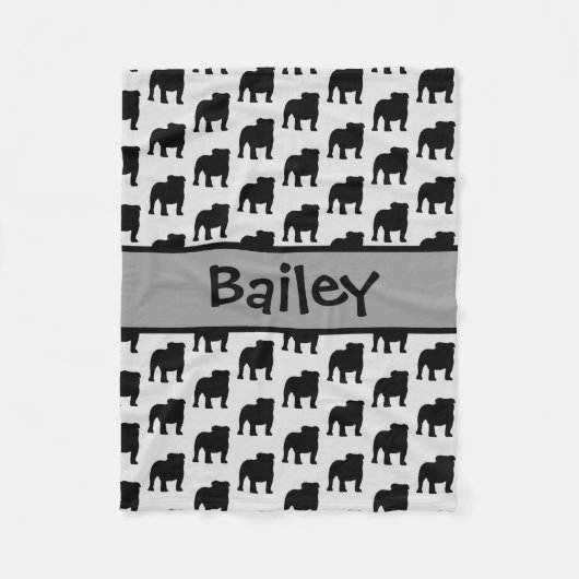 Aangepaste Bulldog Silhouet Fleece Deken (Voorkant)