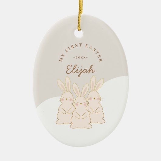 Aangepaste bunnies Pasen Keramisch Ornament (Voorkant)