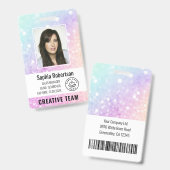 Aangepaste Business Employee Photo Bar Code Glitte Badge (Front & Back)