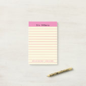 Aangepaste business lines Roze Stripe leraar Post-it® Notes (Op bureau)