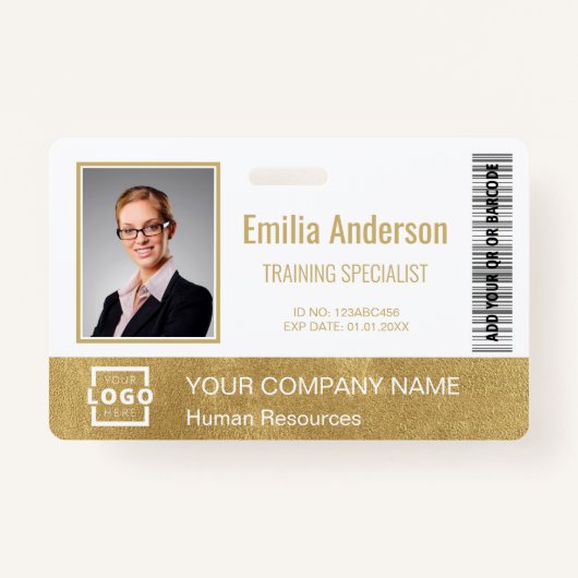 Aangepaste Business Logo Bar Code Medewerker Foto  Badge (Voorkant)