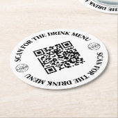 Aangepaste Business Logo Menu QR-code Ronde Kartonnen Onderzetter (Gebogen)