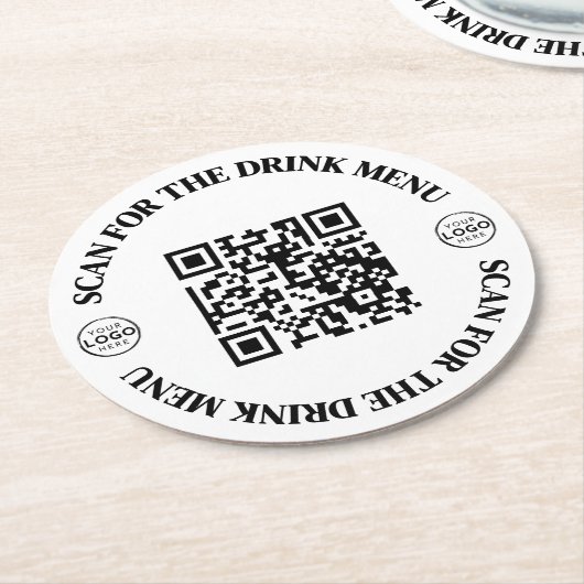 Aangepaste Business Logo Menu QR-code Ronde Kartonnen Onderzetter (Gebogen)