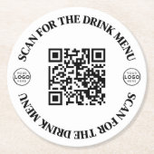 Aangepaste Business Logo Menu QR-code Ronde Kartonnen Onderzetter (Voorkant)