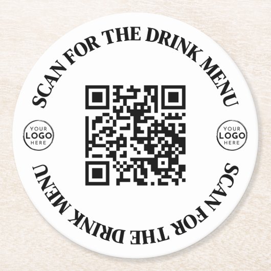 Aangepaste Business Logo Menu QR-code Ronde Kartonnen Onderzetter (Voorkant)
