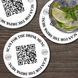 Aangepaste Business Logo Menu QR-code Ronde Kartonnen Onderzetter