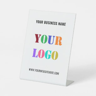 Aangepaste Business Logo Naam voetstuk Sjabloon Reclamebord Met Voetstuk