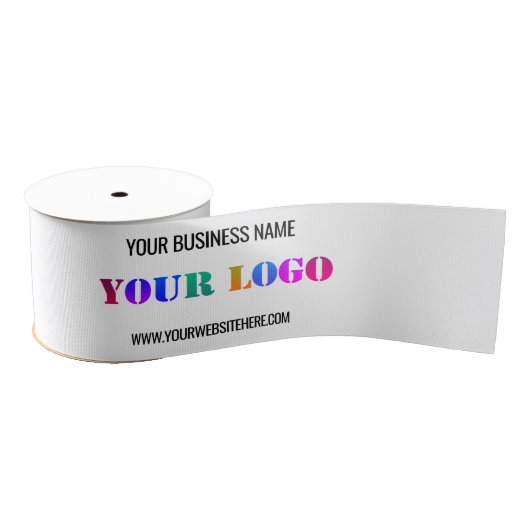 Aangepaste Business Logo Naam Website Uw Bedrijf Grosgrain Lint (Spoel)
