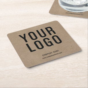 Aangepaste Business Logo Promotionele Kraft Paper  Vierkante Kartonnen Onderzetter