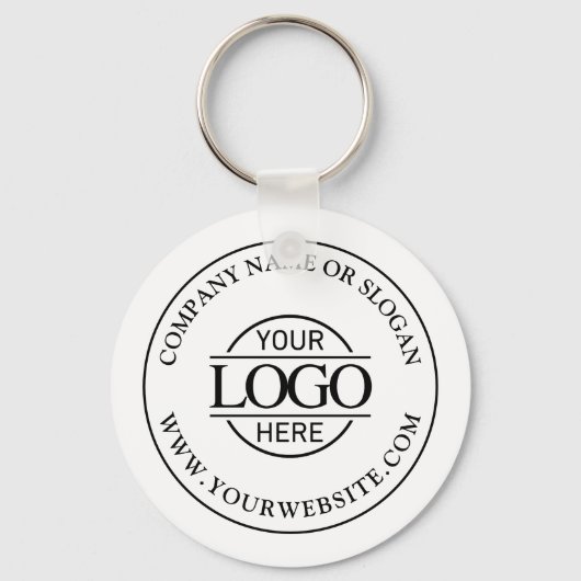 Aangepaste Business Logo Promotionele Zwart-wit Sleutelhanger (Voorkant)