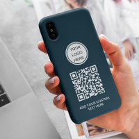 Aangepaste Business Logo QR Code Marine Blauw Prom