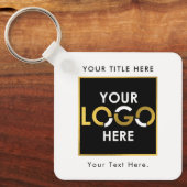 Aangepaste Business Logo QR Code & Tekst Dubbelzij Sleutelhanger (Voorkant)