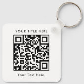 Aangepaste Business Logo QR Code & Tekst Dubbelzij Sleutelhanger (Achterkant)