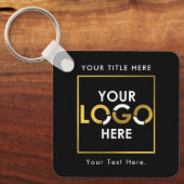 Aangepaste Business Logo QR Code & Tekst Dubbelzij Sleutelhanger (Voorkant)