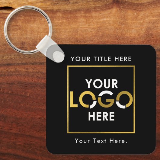 Aangepaste Business Logo QR Code & Tekst Dubbelzij Sleutelhanger (Voorkant)