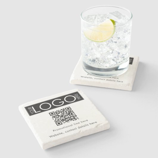 Aangepaste Business Logo Tekst QR Code Promotionee Stenen Onderzetter (Zijkant)