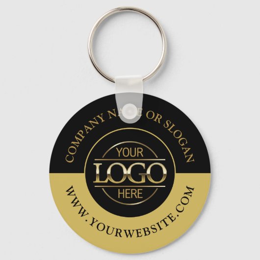 Aangepaste Business Round Logo Promotionele Zwart  Sleutelhanger (Voorkant)