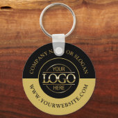 Aangepaste Business Round Logo Promotionele Zwart  Sleutelhanger (Voorkant)