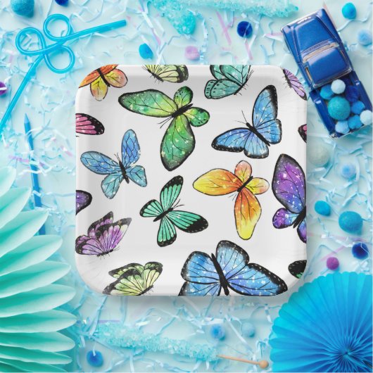 Aangepaste butterflies Design Party Supplies, Papieren Bordje (Feest)
