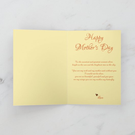 Aangepaste Butterfly Moederdag Kaart (Binnen)
