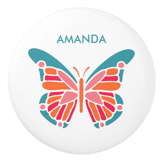 Aangepaste Butterfly-naam keramische knop (Voorkant)