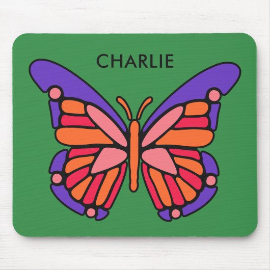 Aangepaste butterfly-naam mousepad muismat (Voorkant)