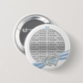 Aangepaste Button Ice Blue Ribbon (Voorkant /achterkant)