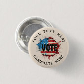 Aangepaste Button: Retro ontwerp Vote Campaign But Ronde Button 3,2 Cm (Voorkant /achterkant)