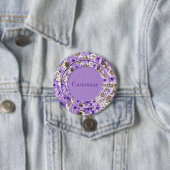 Aangepaste Button van de Paarse en Witte Floral Ro (In situ)