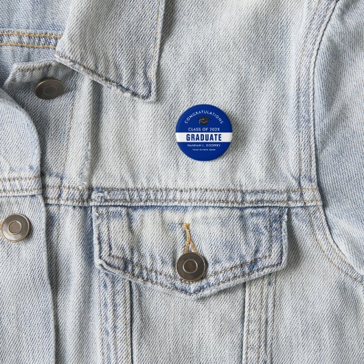 Aangepaste Button voor blauw en wit Afstuderen (In situ)