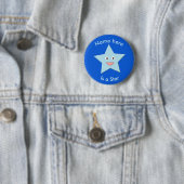 Aangepaste Button voor Bright Blue Celebration Sta (In situ)