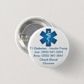 Aangepaste Button voor medische waarschuwingen bla (Voorkant /achterkant)