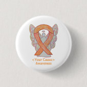 Aangepaste Button voor Peach Awareness Ribbon Ange (Voorkant)