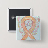 Aangepaste Button voor Peach Awareness Ribbon Ange (Voorkant /achterkant)