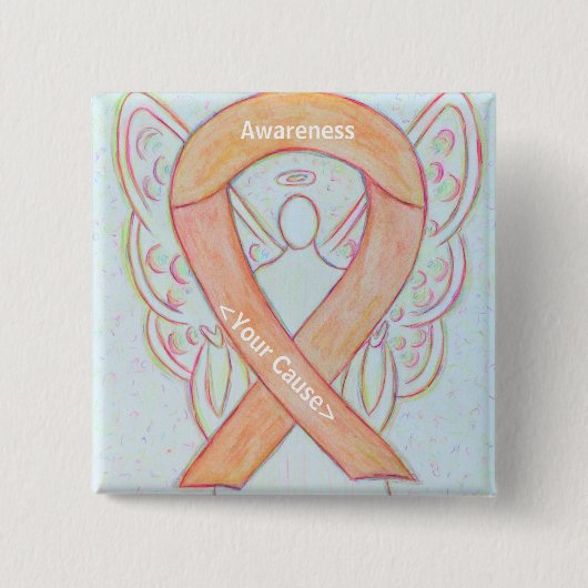 Aangepaste Button voor Peach Awareness Ribbon Ange (Voorkant)