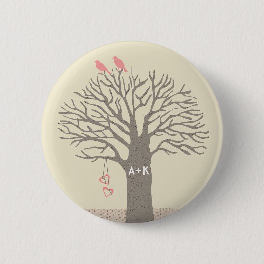 Aangepaste Button voor Tortelduifjes van Initialen (Voorkant)