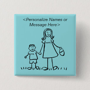 Aangepaste Buttonnen voor mama en zoon Vierkante Button 5,1 Cm