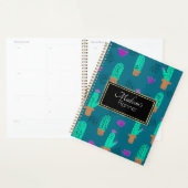 Aangepaste Cactus Doodle Name Gold Planner (Display)
