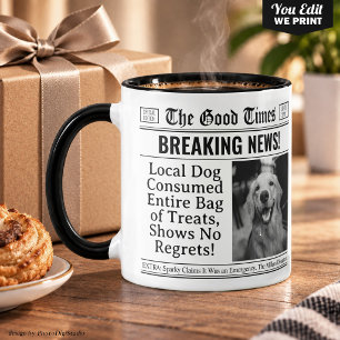 Aangepaste cadeau-hond vader krant mok, grappige h mok