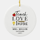 Aangepaste cadeau voor leraar gepersonaliseerd keramisch ornament (Achterkant)
