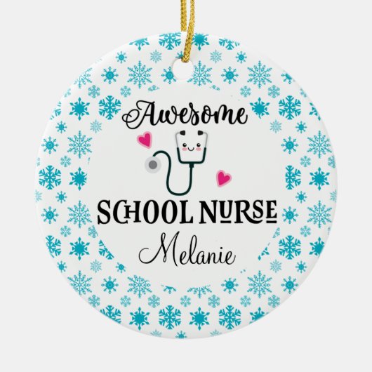 Aangepaste cadeau voor schoolverpleegsters keramisch ornament (Voorkant)
