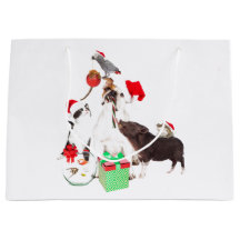 AANGEPASTE CADEAUZAK DIEREN IN SANTA HATS