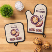 Aangepaste Cafe Merch Vintage Croissant Met Lavend
