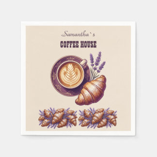 Aangepaste Cafe Merch Vintage Croissant Met Lavend Servet