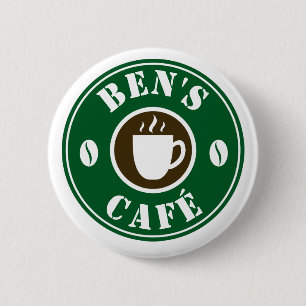 Aangepaste café met ronde naam badge-knoppen voor button 5,7 cm