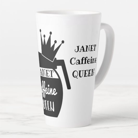 Aangepaste Caffeine QUEEN Coffee Pot Latte Mok (Rechterhoek)