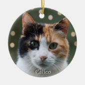Aangepaste Calico Cat foto gepersonaliseerd Keramisch Ornament (Voorkant)